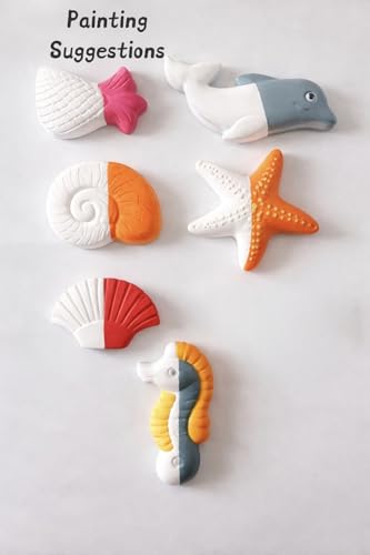 Image of Meenas DIY Kids Plaster Painting Kit - Paint Your Own 3D Figurines with Acrylic Colours & Brush | Perfect Birthday and Farewell Gift, Creative Art & Craft Activity Gift for Kids 2+ (Ocean)