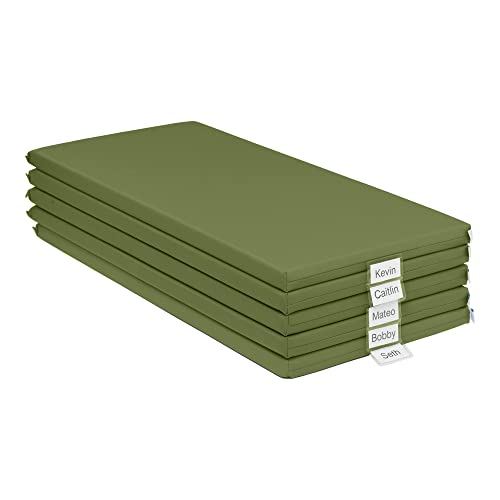 Image of ECR4Kids SoftZone Rainbow Rest Mat, 2in, Sleeping Pad, Hunter Green, 5-Piece