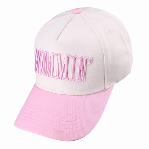 Image of Vintage Two-Tone Trucker Hat Adjustable Baseball Cap with Mommin Embroidery Ponytail Fit Unisex Outdoor Casual Headwear