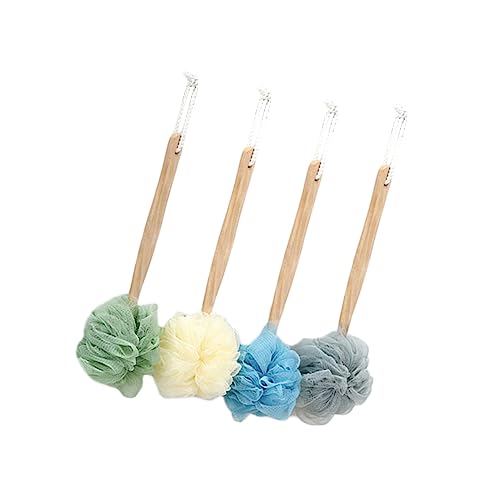 Gogogmee 4Pcs Long Handle Back Scrubber Bath Brush Exfoliating Bath Balls for Deep Cleansing Hard to Reach Areas Smooth Skin Care