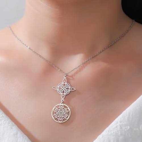 Collier Metatron Cube en acier inoxydable de qualité supérieure amulettes ciselées