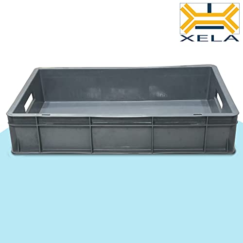 Xela Multipurpose Heavy Duty Multicolor Portable Plastic Crate | Organizer Stackable Shelf Basket for Large Storage Bin | Vegetable | Fruit | Fish | Milk - 60x40x12cm (Pack of 3)