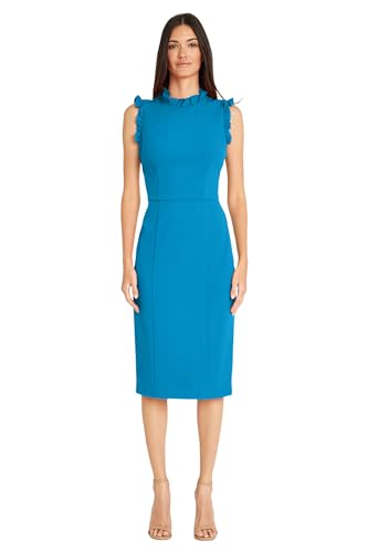 Image of Maggy London Womens Ruffle Neck and Armhole Sheath Dress