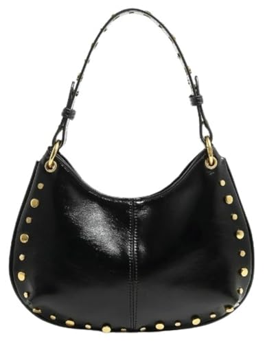 Trendy Studded Crescent Bag for Women Y2K Punk Purse with Chain