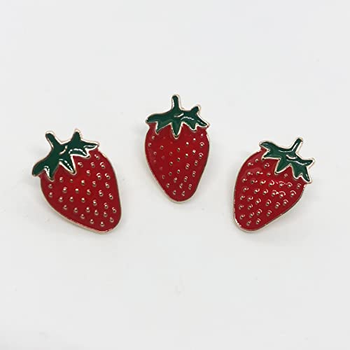 Image of 8pc Strawberry Lapel Pin Badge Brooches Cute Fruit Metal Pin Backpack Scarf Hat Bag Decoration Girls Women