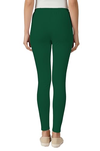 Image of Women's Cotton Lycra Ankle Length Leggings | Regular Rise, Soft 4 Way Stretch Fabric | Casual & Ethnic Wear