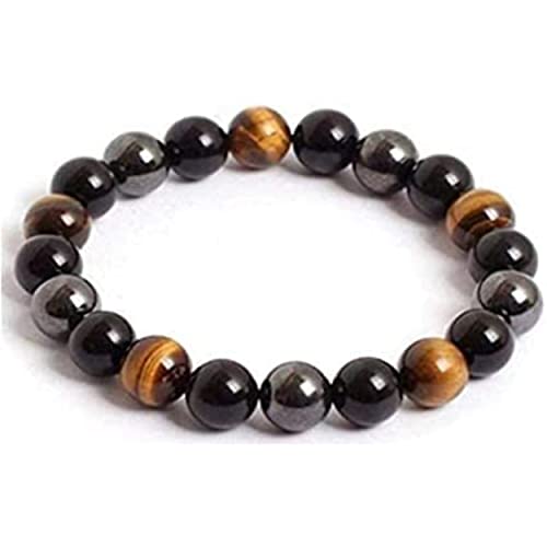 PIERRETOILES Bracelet Triple Protection (21,8) Activez Votre Pouvoir Intérieur en Combinant Ces Trois Pierres, Oeil de Tigre, Hématite et Obsidienne Noire | Pouvoir, Protection et Équilibre Cover