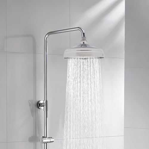 Pommeau de douche à effet pluie en acier inoxydable 304 - Réglable à 360 ° - En acier inoxydable 304 - 20 x 20 cm (argent rétro)
