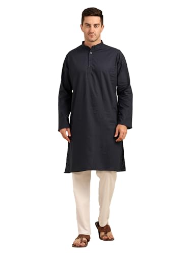 ITOS365 Men’s Cotton Kurta Pajama Set for Men | Ethnic Wear & Yoga Meditation Outfit | Festive, Casual & Daily Wear | Navy Blue XXXL