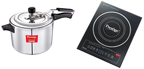 Image of Prestige PIC 2.0 V2 2000-Watt Induction Cooktop with Touch Panel + Prestige Nakshatra Plus Svachh 5 litre Aluminium Straight wall Inner Lid Pressure Cooker COMBO
