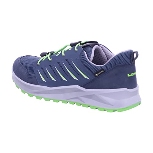 LOWA Axos GTX Lo Junior 36-40 Grau, Kinder Gore-Tex Hiking- und Approachschuh, Größe EU 36 - Farbe Stahlblau - Limone