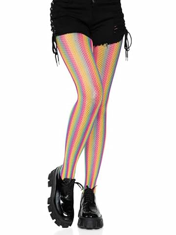 Leg Avenue Rainbow Fishnet Pantyhose,Jeden Rozmiar(Wielobarwność)