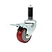 Polyurethane Swivel Expanding Stem Caster w/3.5" x 1.25" Red Wheel and 1" Stem & Total Locking Brake - 300 lbs Capacity/Caster - Service Caster Brand