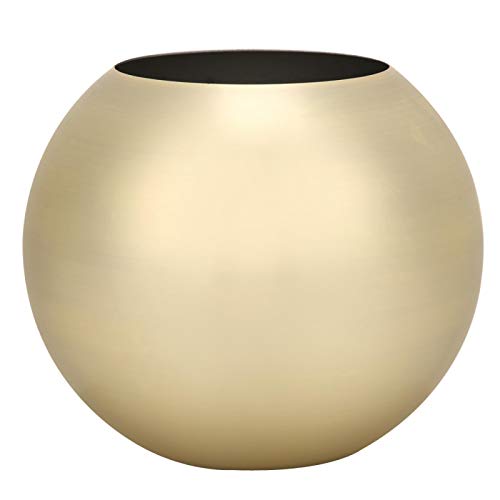 Haofy - Jarrón esférico de acero inoxidable, estilo minimalista moderno, recipiente de arreglo de flores, decoración del hogar, jarrón de metal, decoración de mesa de salón (oro areno)