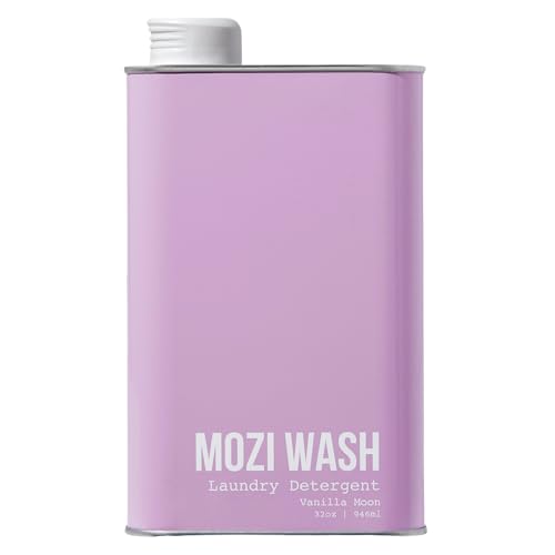 Mozi Wash Laundry Detergent Liquid Vanilla Moon 50+ Loads Concentrated Plant Based Cruelty & Dye Free Phosphate & Paraben Free Earth Friendly Long Lasting Fresh Scent 32 oz Recyclable Bottle
