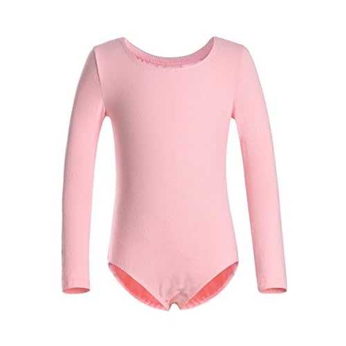 DANSHOW Girls' Team Basic Long Sleeve Leotard for Toddler Gymnastics Dance Ballet 2-4T Pink