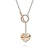 BERRICLE Heart Cubic Zirconia CZ Open Circle Fashion Toggle Lariat Necklace for Women 16 inch, Rose Gold Flashed