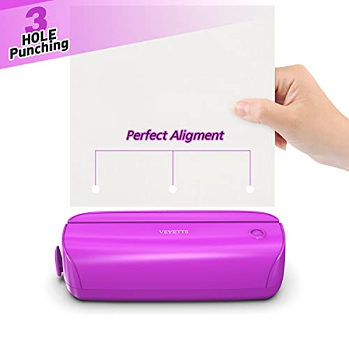 Electric 3 Hole Paper Punch, Veyette Paper Puncher With Adapter For Office School Studio, 20 Sheet Capacity, Ac Or Battery Purple #TOP5