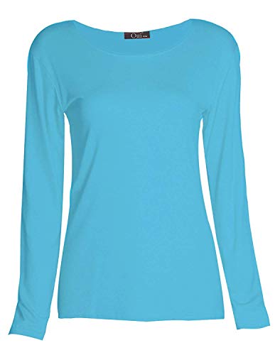 Image of Loxdonz Girls Plain Long Sleeve Scoop Neck T-Shirt Top Kids Basic Stretchy Top