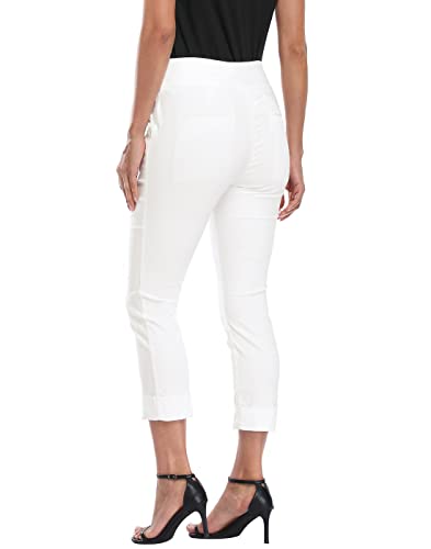 Image of HDE Pull On Capri Pant for Women w /Pockets Elastic Waist Cropped Work Pant