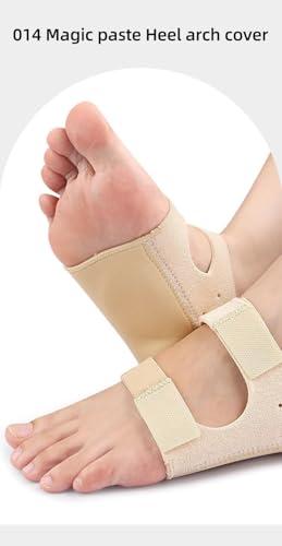 Image of Heel Protector Cushion with Silicone Gel Inserts for Plantar Fasciitis & Heel Pain Relief, Breathable Foot Support Sleeve with Adjustable Straps, Beige Large