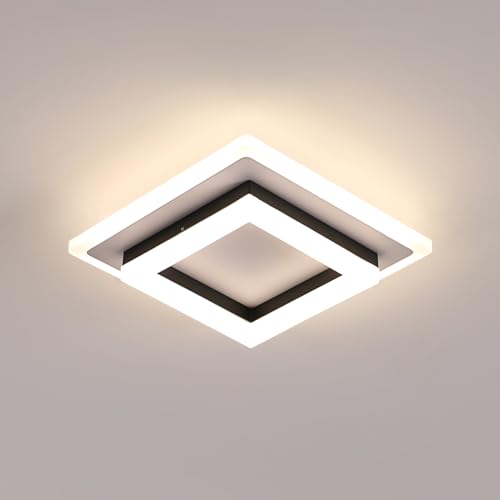 SENQIU LED Ceiling Lights, 24W 2700LM Modern Black Ceiling Lamp, Square Acrylic Ceiling Lighting for Hallway Bedroom Living Room Kitchen Office, 4500K Neutral Light, 20CM