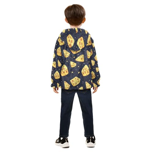 Cheese Triangles Cartoon Toddler Fleece Jacket Girl Boys Hooded Fleece Jacket Coat Warm Outwear Zip-up 3-10T4