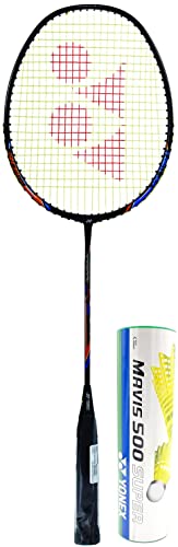 Image of YONEX Nanoray Light 18I Graphite Badminton Racquet with Free Full Cover (77 Grams, 30 Lbs Tension) & Yonex Mavis 500 Super Nylon Shuttlecock Made in Japan - Pack of 6 (Yellow)