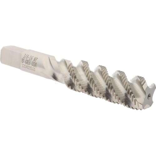 Hertel Spiral Flute Tap, 3/4-16 UNF, 4 Flute, Bottoming Chamfer, 3B Class of Fit, High-Speed Steel, Bright/Uncoated Finish, 4-1/4" OAL, Right Hand