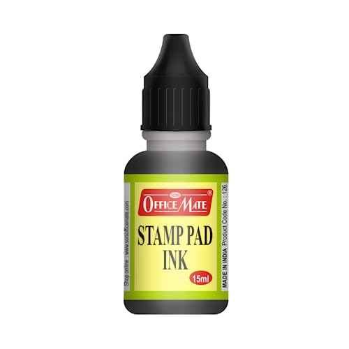 Image of Soni Officemate Stamp Pad Ink -15ml |Pack of 10 (Black)| Quick-Dry