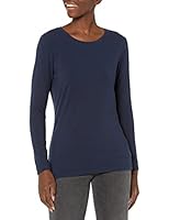 Amazon Essentials Women's Regular-Fit Long-Sleeve Crewneck T-Shirt (Available in Plus Size), Navy, Medium