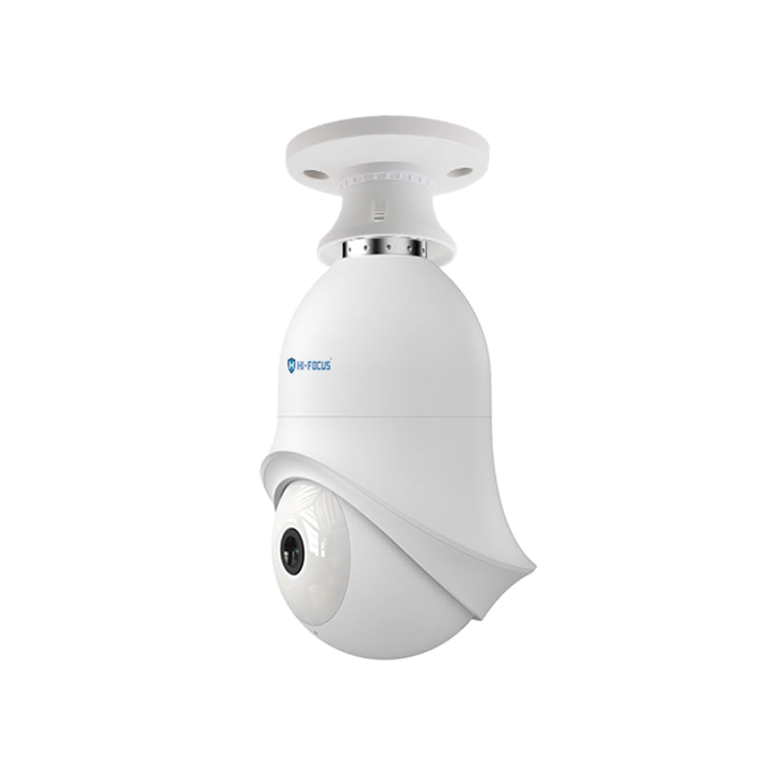 HIFOCUS Cámara de bombilla WiFi PT de 3 MP para exteriores, fácil instalación en soporte, luz dual inteligente, audio bidireccional, conexión inalámbrica, cámara de seguridad panorámica e inclinable