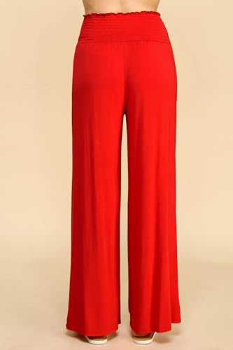 Chic Red Elastic Waist Palazzo Pants XXL - Image 3