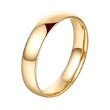 Whoiy Alianzas de oro real sin piedra, anillos de compromiso, anillo de banda 375/585/750, oro auténtico, sencillo, para hombre, anillo de boda de 9 K/14 K/18 K, oro amarillo grabado para hombres, 51