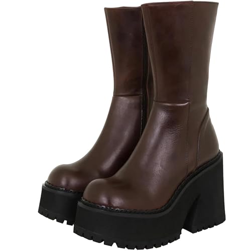 Image of AMINUGAL Platform Ankle Boots for Women Chunky Block Heel