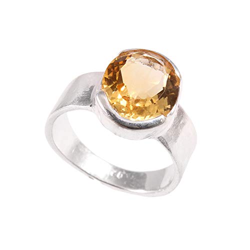 Bague fiançailles argent et citrine véritable taille 54 bijou de créateur femme
