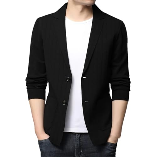 Men Casual Slim Fit Classic Stripe Buttons Suit Knitted Cardigan Jacket Blazer