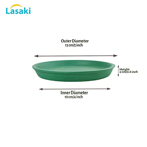 Image of Lasaki Round Ceramic Trays (Plates Saucers) for Pots, planters, Flower, Succulent(Set of 2,deep Jungle,4 inch) R4(Plants not Included)