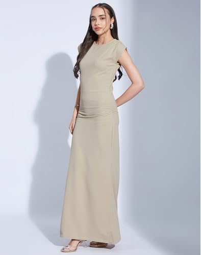Image of SIRIL Western Dress | Polyester Solid Dress for Women | Bodycon Dress for Women