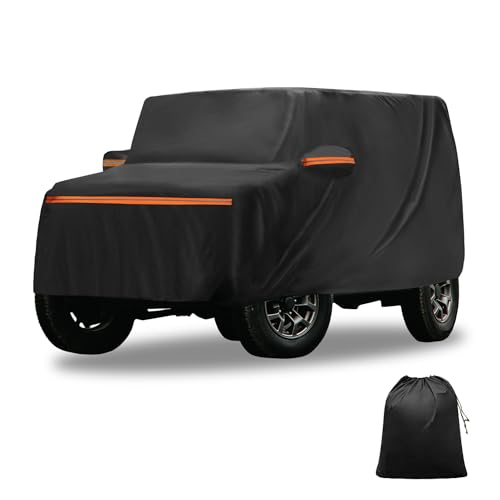 X AUTOHAUX 【三菱 デリカミニ用】車ボディカバー 自動車カバー 新型100%防水生地&5層構造 軽量・女性でも楽々 裏起毛 塗装面保護 運転席ジッパー付き/ドア開閉可能/忘れ物をしても安心 耐強風 防風ロープ/収納袋付き 日焼け/梅雨対策 車中泊 仮眠 暑さ対策 UVカット