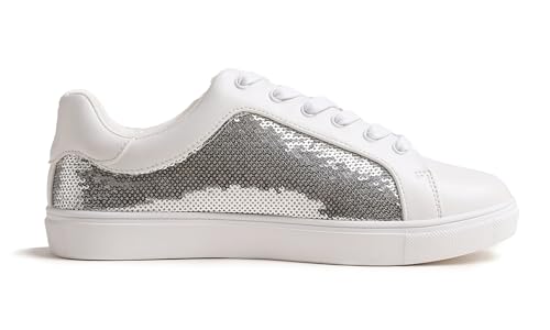 Image of FEVERSOLE Women's Fashion Sparkle Sequin Embellished Sneaker Party Holiday Casual Shoes