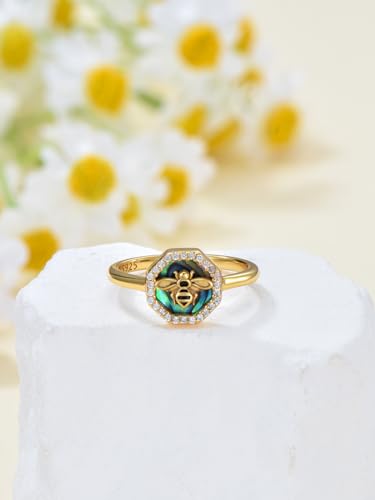 Image of Bee /Butterfly /Mustard Seed /Hummingbird /Cat /Rainbow Adjustable Ring for Women 925 Sterling Silver Spoon Rings for Women Size Fits Most People