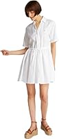 Tommy Hilfiger Women’s Short Linen Dress with Waist Belt, White (Th Optic White), 18