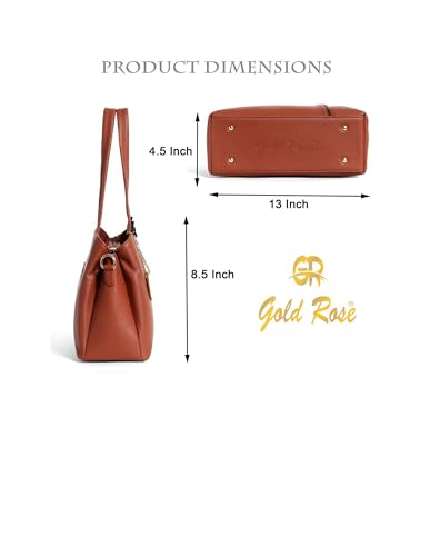 Image of Gold Rose Women's Vegan Leather Handbag - Stylish Shoulder and Crossbody Bag for Women | Multi-Compartment Office, Party and Daily Use Purse
