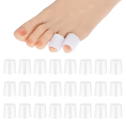 Image of Silicone Toe Sleeves, 24 Pcs Pinky Toe Protectors Women Toes Cushions for Small Hammer Toes and Fingers Blisters Calluses Pain Relief Reduce Rubbing