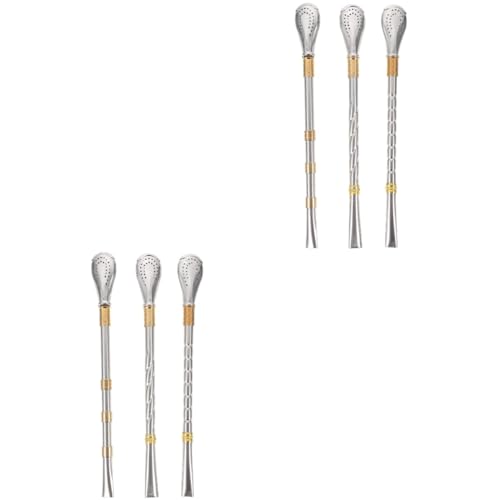 DECHOUS 6 Pcs Stainless Steel Straw Spoon Straw Stirring Spoon Stainless Steel Drinking Straws Cute Stirring Stick Cocktail Mixing Spoons Beverage Stirrer Handled Coffee Ice Cream Scoop