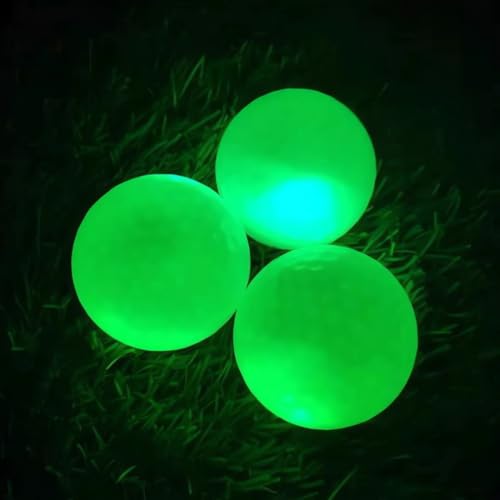 Aolowewin 3Pcs Glow in The Dark Golf Balls, Super Bright LED Golf Ball, Night Golf Practice Balls, Lights up for 5-8 Ms per Hit, for Night Golf Lover's Gifts (Green)
