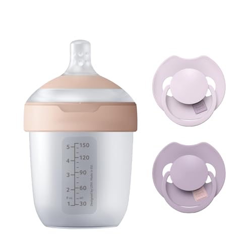 Difrax LOVI Coffret Naissance– Biberon 150 ml + Sucette Dynamique 0 à 6 Mois – Lilac/Violet – Allaitement & Biberon – Anti-Colique – Cadeau Bébé...