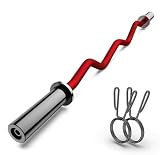 Olympic EZ Curl Barbell Bar 47', 2-Inch Curl Bars for Weight Lifting,Hip Thrusts,Squat,Biceps-Home Gym Chrome Curling Bar for 2 Inch Weight Plates -2 Spring Collars(500lb Weight Capacity) (Red)