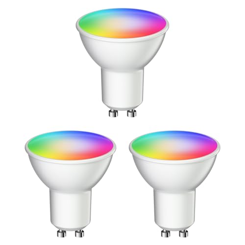 ledscom.de 3 GU10 LED RGB Bulbs, PAR16, Warm White - Cool White (2900-6200 K), 5.5 W, 473lm, 103°, Smart Home, WLAN, Alexa, matt